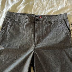 Quicksilver mens flat front striped stretch shorts, 34, board short length NWT